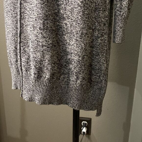 Express Black White Marled Slouchy Cowl Neck Sweater Tunic Dress - Picture 4 of 11